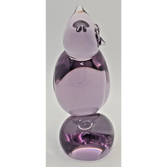 Vintage Paperweight Crystal Owl Purple Hand Blown Glass 4.25" U97 - Picture 4 of 7